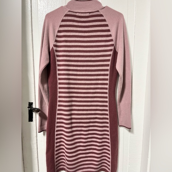 TITLE NINE Super Power 1/4 Zip merino wool Sweater Dress - Colorblock Stripe M - Picture 3 of 10